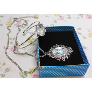 Vocaloid Miku Hatsune 初音ミク anime Cabochon Necklace and Bracelet Set